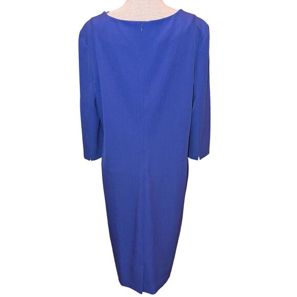MM.LaFleur Etsuko Cobalt Blue 3/4 Sleeve Pockets Shift Knee Length Dress Size 16 - Picture 3 of 5